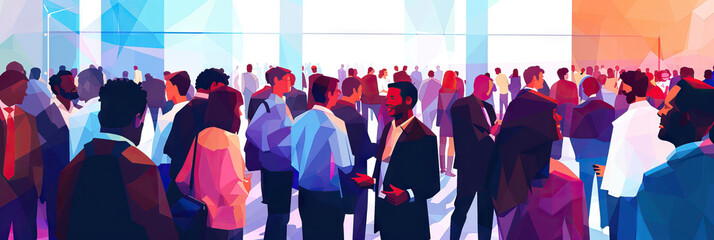 Networking Maze: A crowd of people engaged in lively conversation at a chamber of commerce event.