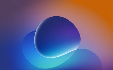 Naklejka premium Abstract blue sphere design. Serene blue orb floats on a gradient backdrop evoking tranquility and balance. A visual representation of peace.