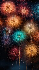 fireworks in the night sky HD 8K wallpaper Stock Photographic Image