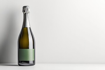 Champagne bottle on white backdrop for celebration