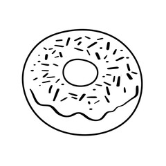 Whole donut line icon in simple style isolated on white background. Pictogram symbol and illustration for logo. Thin black outline vector