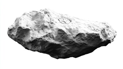 Fototapeta premium Realistic isolated asteroid featuring a detailed rough surface and irregular shape against a clean white background.