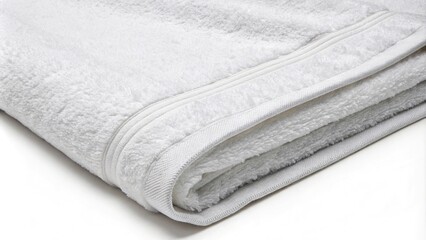 Close-up of a soft and absorbent white beach towel with a subtle sheen, , natural fiber, absorbency, laundry