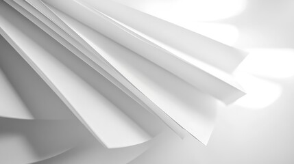 Stack of blank white brochures arranged in a fan, showcasing a smooth, clean surface ideal for customized printing or personal messages.