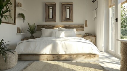 Elegant and Cozy Modern Bedroom Interior Design with Stylish Decor, mockup, poster and Background