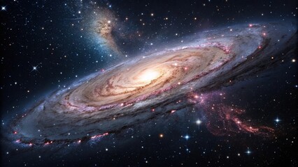 Fototapeta premium Cosmic holographic background with a swirling pattern of stars and galaxies, stars, galaxies, swirling pattern