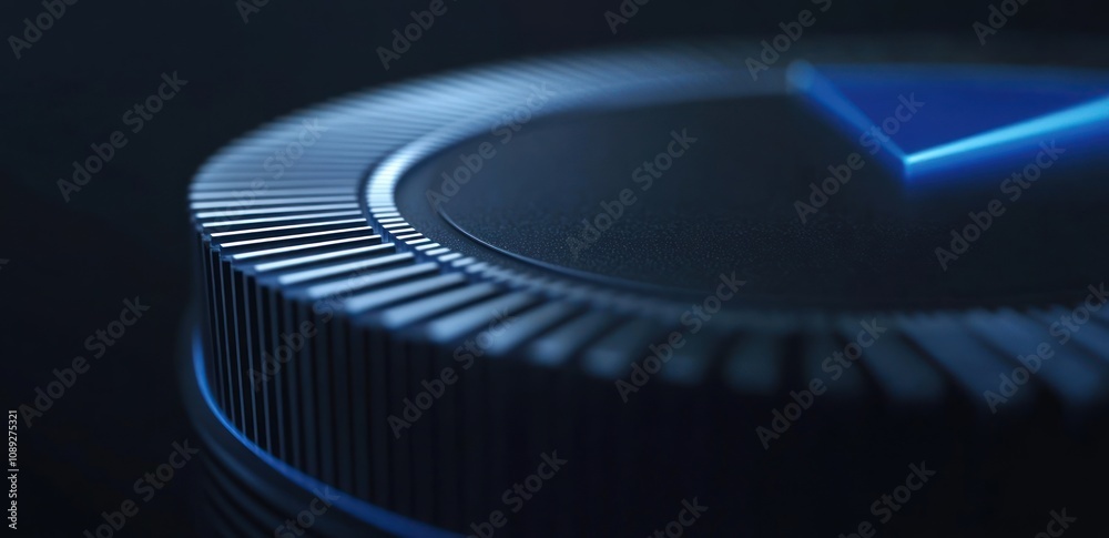 Aufkleber Close-up of a sleek, illuminated control dial with a textured surface.