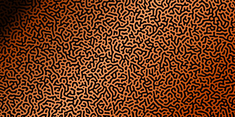 Abstract Reaction-diffusion Turing pattern natural texture orange  and bluck gradient color scheme. Linear design with biological algorithm psychedelic background. Reaction-diffusion or truing patter