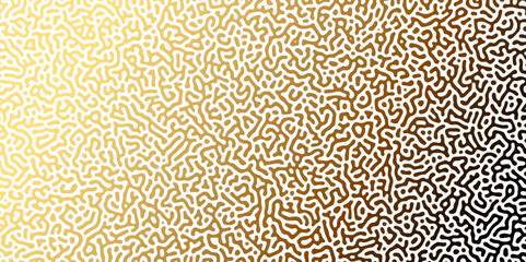 Abstract Reaction-diffusion Turing pattern natural texture golden and yellow gradient color scheme. Linear design with biological algorithm psychedelic background. Reaction-diffusion or truing patter