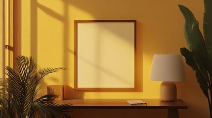 Home decor inspiration mockup poster frame in sunlit room lifestyle design calm environment aesthetic viewpoint