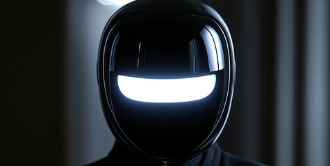 Abstract a robot Glowing eyes in in the dark , isolated on white background,  , copy space, copy space for text,