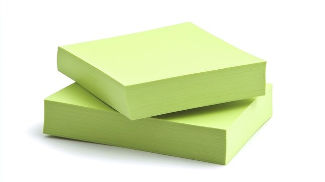 Green sticky notes stacked for effective organization, ideal for work memos, reminders, business planning, and scheduling tasks.
