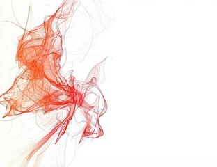 Abstract background of red squiggly lines against white , isolated on white background,  , copy space, copy space for text,