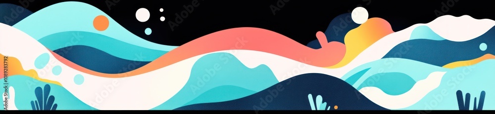 Aufkleber Abstract waves in vibrant colors, creating a dynamic and fluid design.