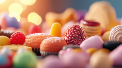 colorful assortment of delicious candies and sweets for dessert lovers