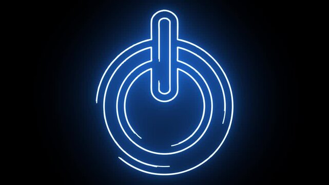 Animation of glowing neon E-commerce icons isolated.