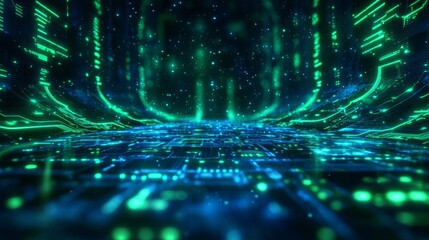 Abstract Technology background Circuit board futuristic server code processing PCB