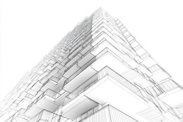 Architecture building 3d. Concept sketch. White backdrop , isolated on white background,  , copy space, copy space for text,