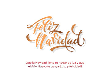 Feliz Navidad spanish Merry Christmas Modern calligraphy lettering on sticker for season greetings. Vector background