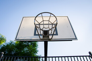 Industrial-Style Metal Basketball Hoop with Chain Net