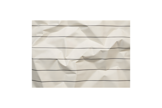 Creased white paper with lines in notebook, background