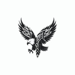 A tattoo of a Tribal eagle with outspread wings on sky.