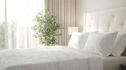 Elegant and Cozy Modern Bedroom Interior Design with Stylish Decor, mockup, poster and Background