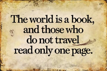 World travel book page quote. Inspiring quote about travel and exploration.  Discover the world, read its many chapters. Embrace adventure.