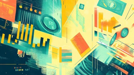 Obraz premium Global finance and trade. Visualizing global commerce: Finance and teamwork in harmony. Illustration representation of global finance and partnerships.