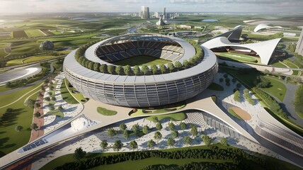 circle stadium with beautiful view