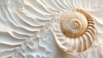 Intricately Detailed Spiral Striped Seashell on White Background Highlighting Unique Texture and Beauty of Marine Shells