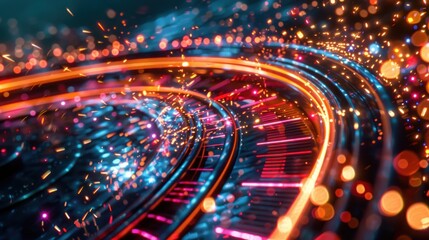 Abstract swirling energy with vibrant lights and sparks.