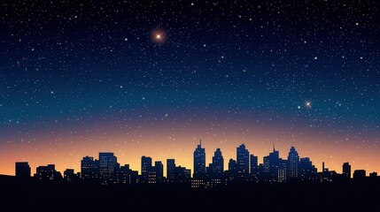 Stunning High Angle Shot of Metropolitan Skyline at Night