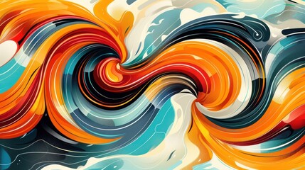 Fototapeta premium Abstract swirling vibrant colors, dynamic motion, fluid design.