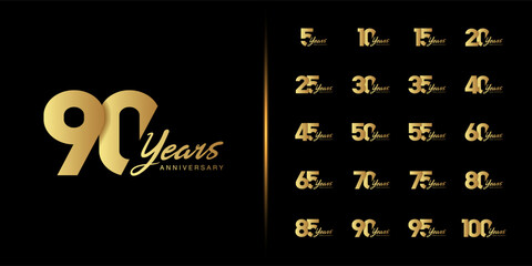 Premium anniversary logotype set. Golden anniversary celebration emblem design.