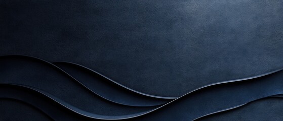 Abstract dark blue background with flowing wave patterns.