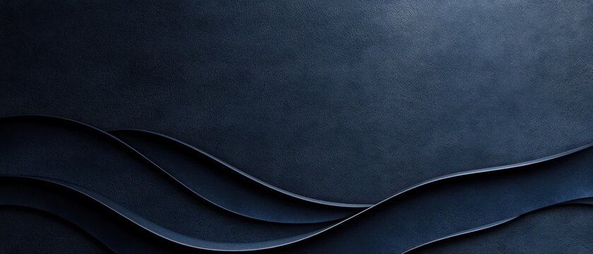 Abstract dark blue background with flowing wave patterns.