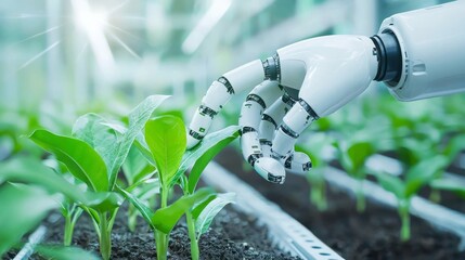 Robotic agriculture innovation precision farming greenhouse environment technology concept modern viewpoint