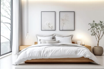 White Bedroom style Scandinavian interior design of modern