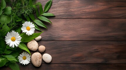 Fototapeta premium Nature scene with flowers and stones outdoor still life tranquil close-up serenity