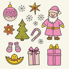 set of christmas elements