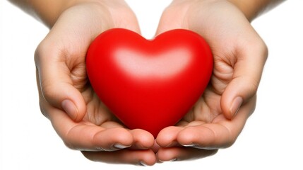 Caring Hands Embracing Red Heart of Charity and Healthcare