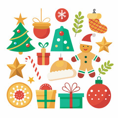 set of christmas elements