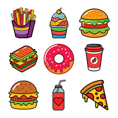 Set of fast food icons