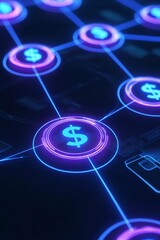 Financial networking event digital space graphic design high-tech environment futuristic viewpoint cryptocurrency concept