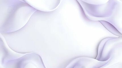 Obraz premium Abstract lavender fabric waves create a frame with a white center. Ideal for elegant backgrounds, invitations, or cosmetic product displays.