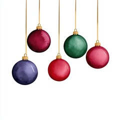 A row of Christmas ornaments hanging from a string