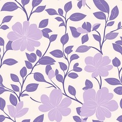 seamless background concept. This image features a vibrant floral pattern with purple flowers and green leaves on a light background, perfect for textile or wallpaper design.