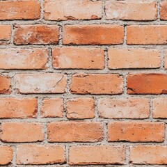 Fototapeta premium seamless background concept. A close-up view of a weathered brick wall, featuring a mix of reddish-brown bricks interspersed with lighter mortar.