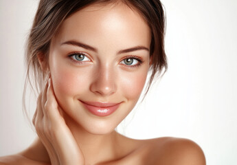 Natural beauty portrait of a young woman with radiant skin and bright eyes